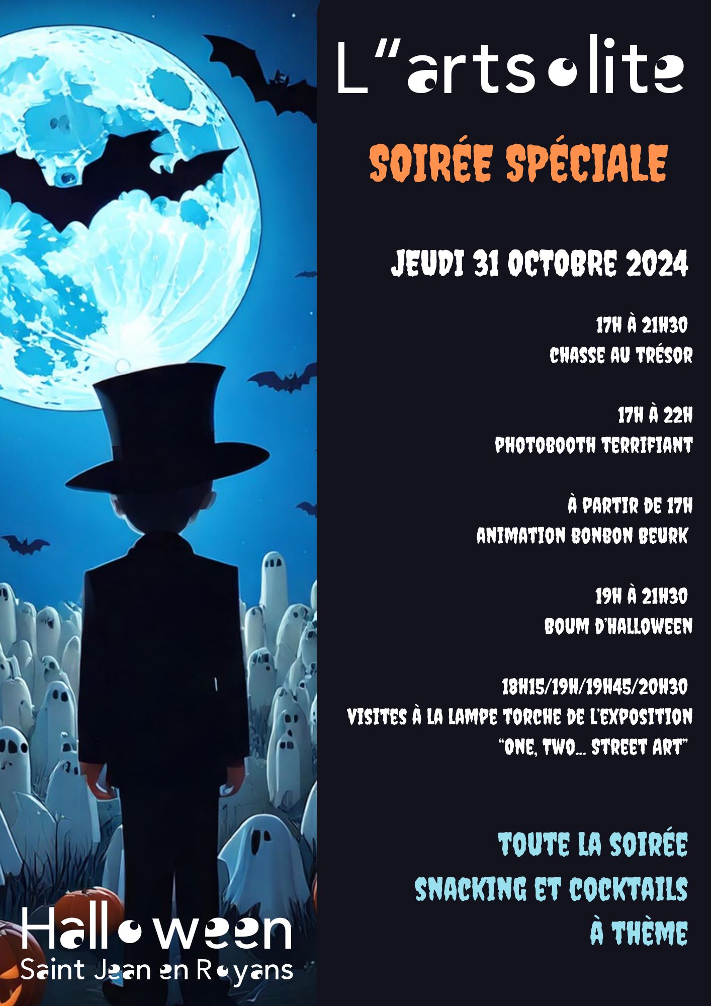 Affiche programme Halloween 2024 à L'artsolite