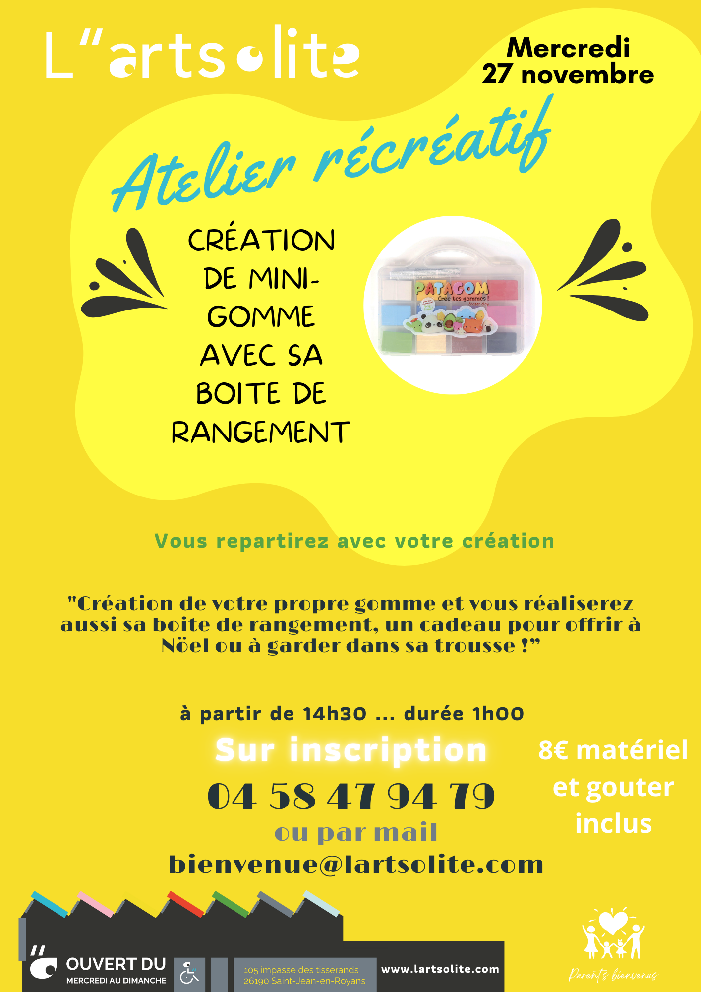 Atelier récréatif mini gomme 27 novembre 2024