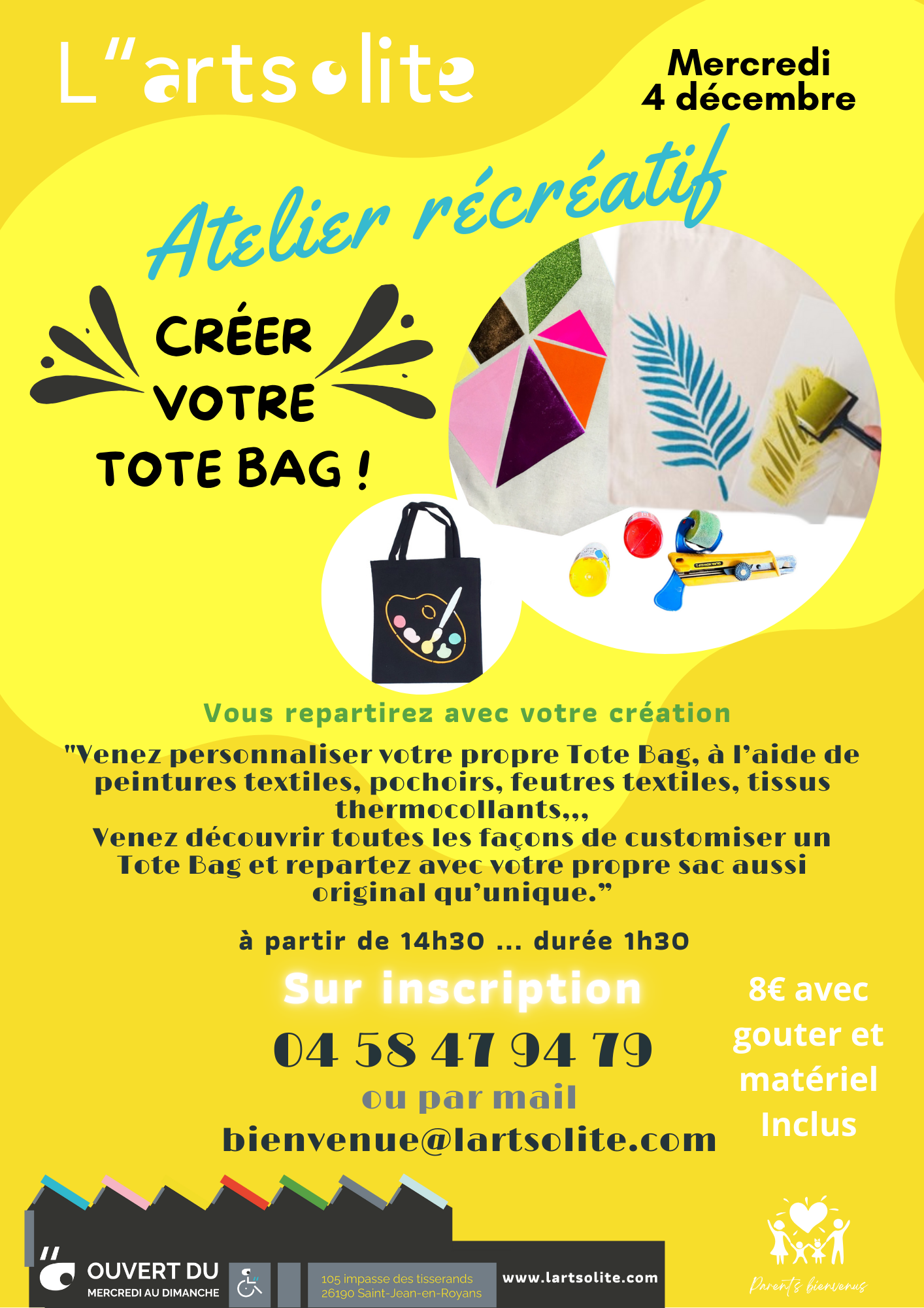 Atelier récréatif boutique du 4 décembre création de tote bag