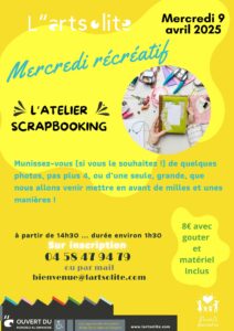 Atelier récréatif du 9 avril 2025 à 14h30 scrapbooking