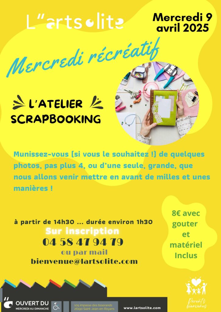Atelier récréatif du 9 avril 2025 à 14h30 scrapbooking