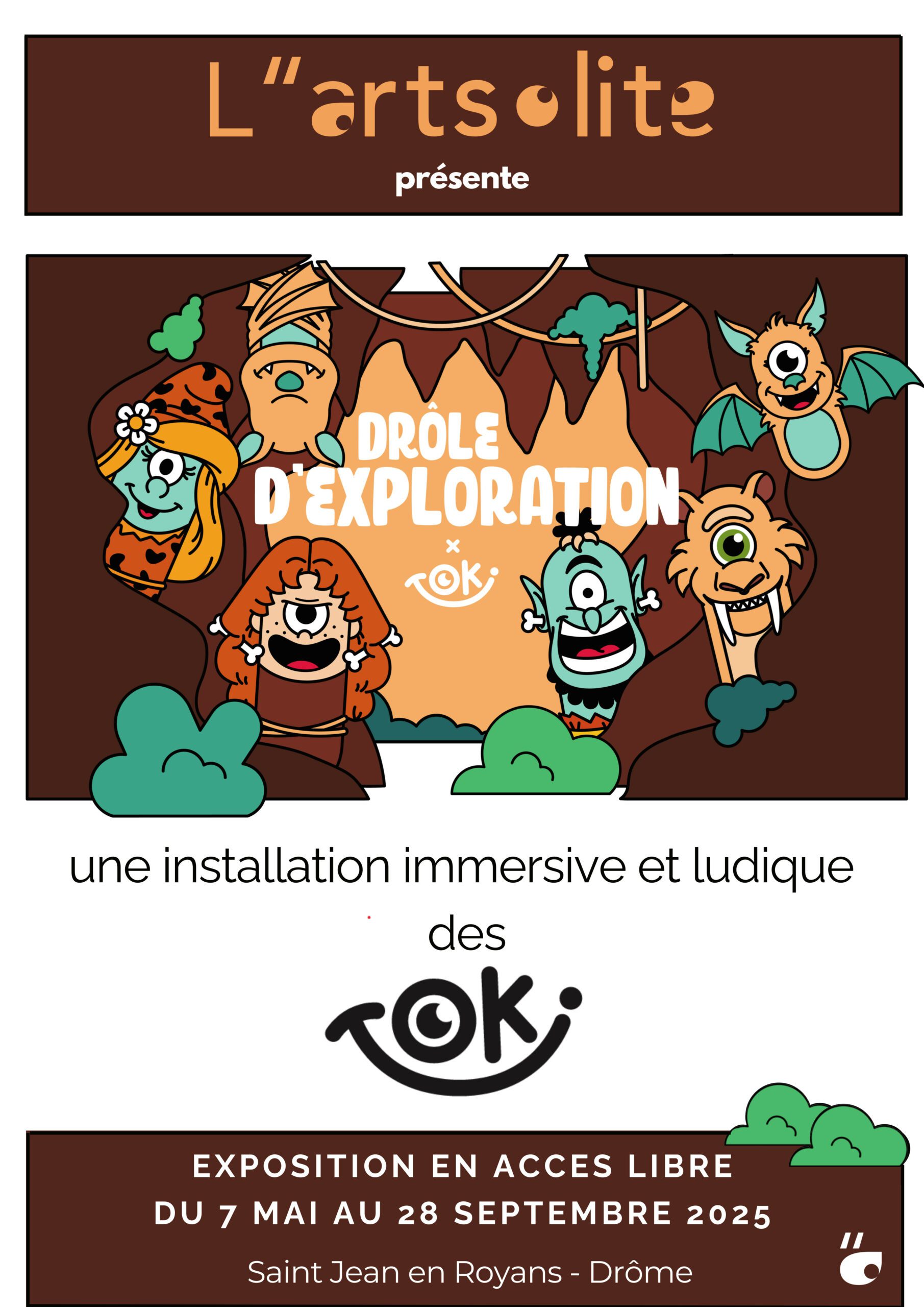Affiche de l'exposition gratuite Drôle d'exploration des Toki du 7 mai au 28 spetembre à L'artsolite
